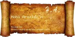 Hohl Arszlán névjegykártya